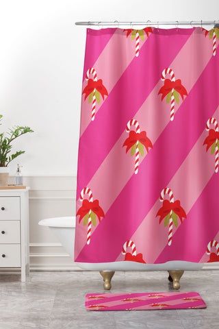 Camilla Foss Candy Cane Shower Curtain And Mat