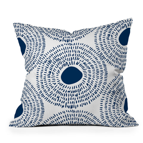 Camilla Foss Circles In Blue II Outdoor Throw Pillow