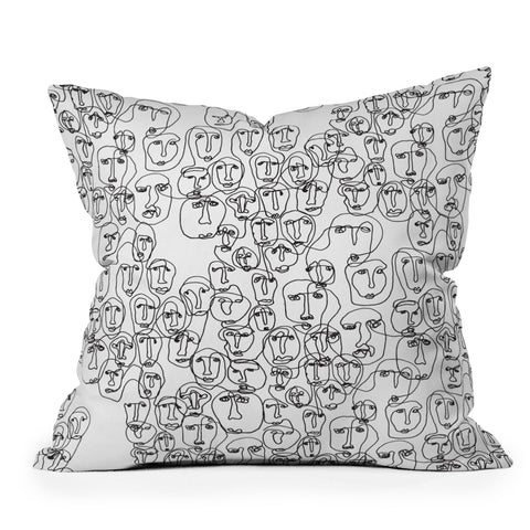 Camilla Foss Faces Outdoor Throw Pillow