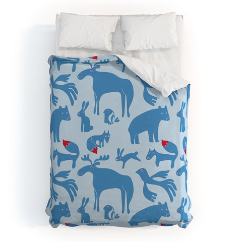 Camilla Foss Folktale Animals Duvet Cover