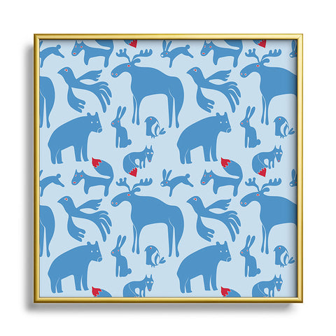 Camilla Foss Folktale Animals Square Metal Framed Art Print