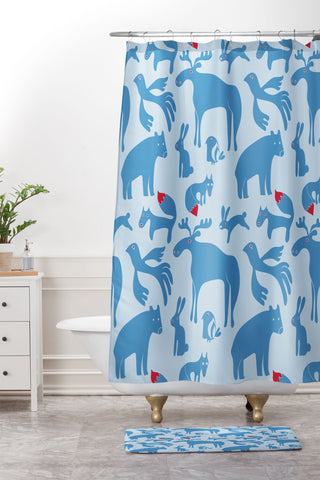 Camilla Foss Folktale Animals Shower Curtain And Mat