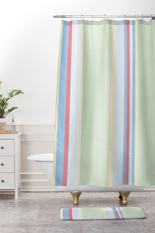 Camilla Foss Folktale stripes Shower Curtain And Mat