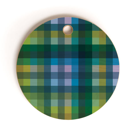 Camilla Foss Gingham Green Cutting Board Round