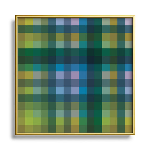 Camilla Foss Gingham Green Square Metal Framed Art Print