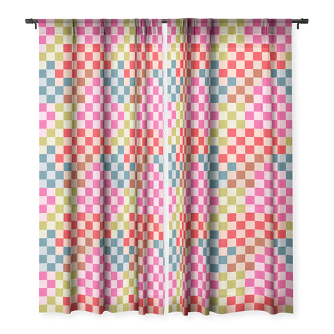 Camilla Foss Gingham Multicolors Sheer Window Curtain