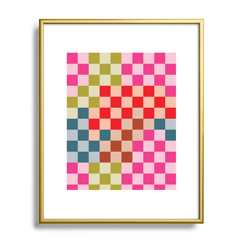 Camilla Foss Gingham Multicolors Metal Framed Art Print