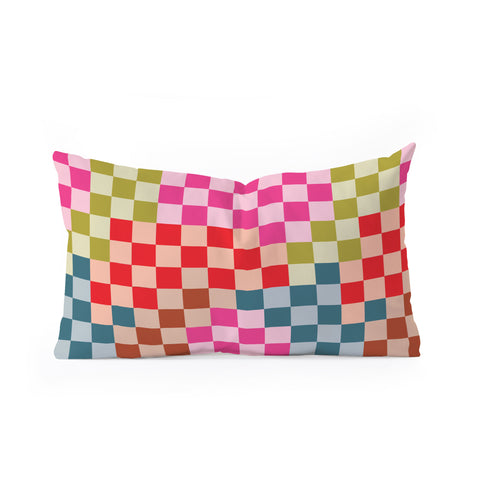 Camilla Foss Gingham Multicolors Oblong Throw Pillow