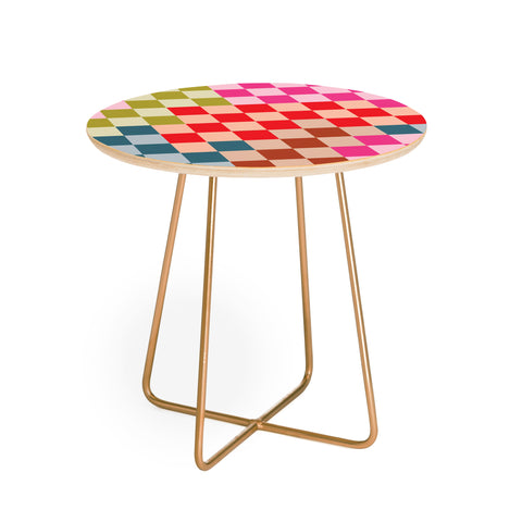 Camilla Foss Gingham Multicolors Round Side Table
