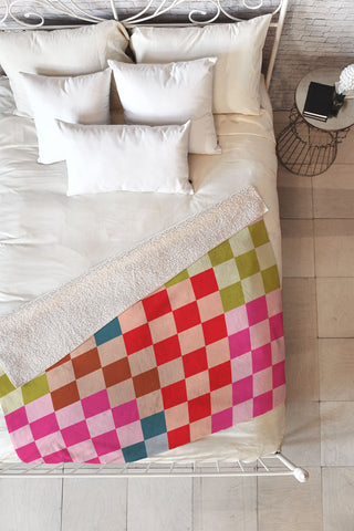 Camilla Foss Gingham Multicolors Fleece Throw Blanket