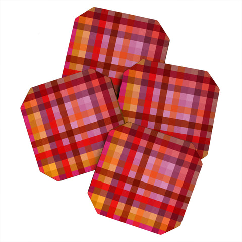 Camilla Foss Gingham Red Coaster Set