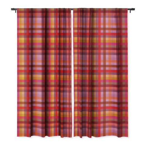 Camilla Foss Gingham Red Blackout Window Curtain