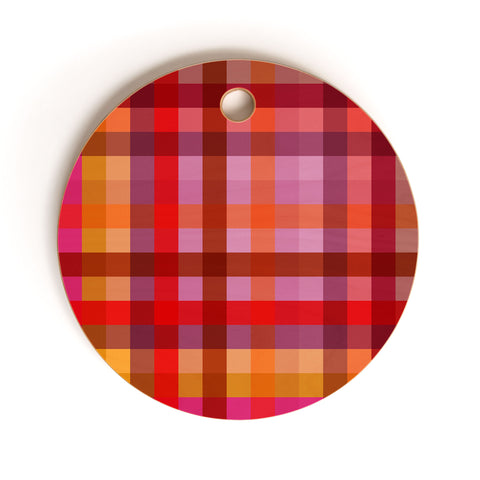 Camilla Foss Gingham Red Cutting Board Round