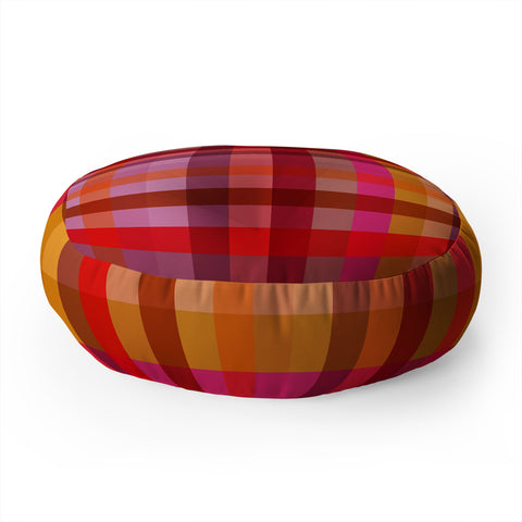 Camilla Foss Gingham Red Floor Pillow Round