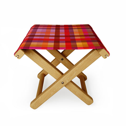 Camilla Foss Gingham Red Folding Stool