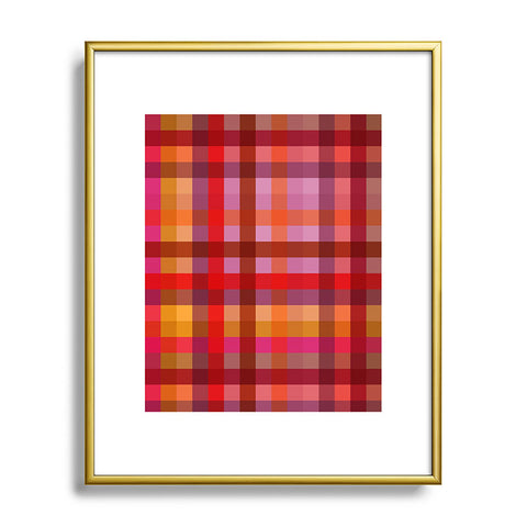 Camilla Foss Gingham Red Metal Framed Art Print