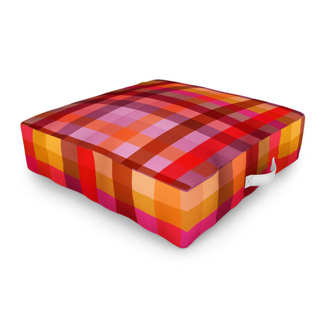 Camilla Foss Gingham Red Outdoor Floor Cushion