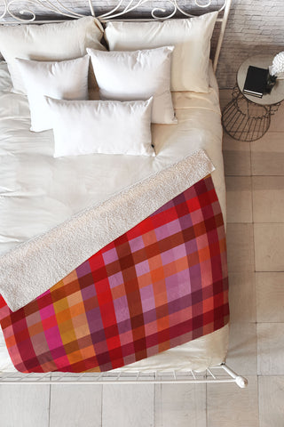 Camilla Foss Gingham Red Fleece Throw Blanket