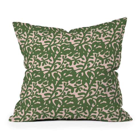 Camilla Foss Lush Rosehip Green Pink Outdoor Throw Pillow