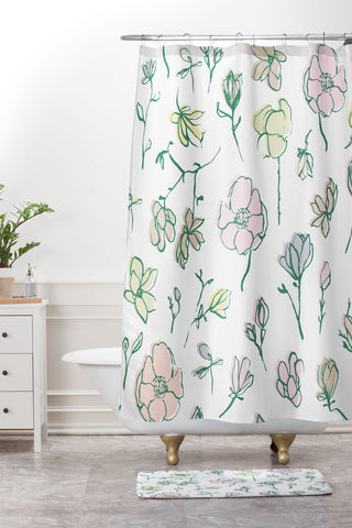 Camilla Foss Magnolias Shower Curtain And Mat