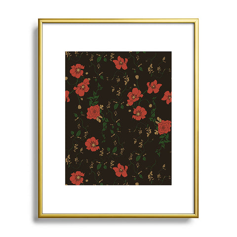Camilla Foss Midnight Flourish Metal Framed Art Print