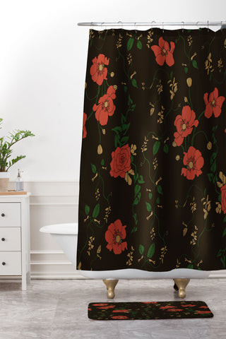 Camilla Foss Midnight Flourish Shower Curtain And Mat