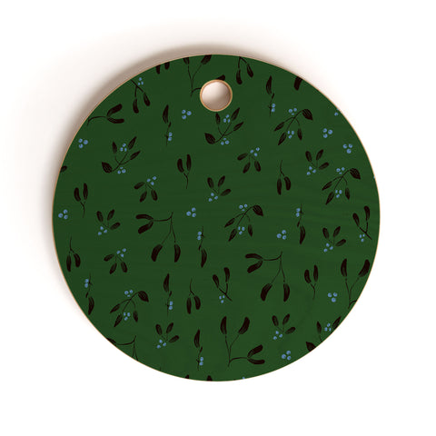 Camilla Foss Midnight Mistletoe Cutting Board Round