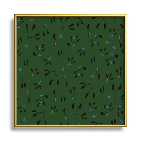Camilla Foss Midnight Mistletoe Square Metal Framed Art Print