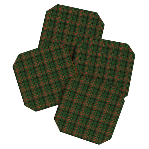 Camilla Foss Midnight Plaid Green Coaster Set