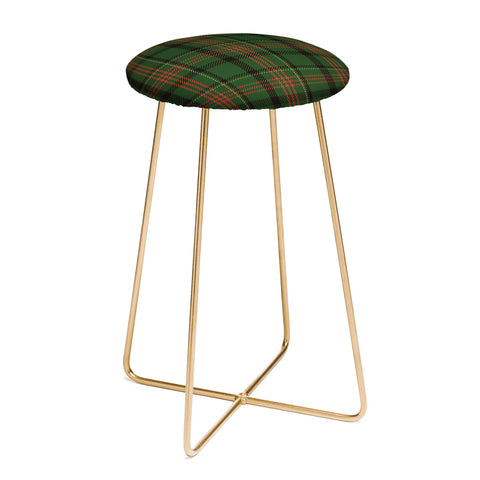 Camilla Foss Midnight Plaid Green Counter Stool