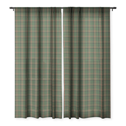 Camilla Foss Midnight Plaid Green Sheer Window Curtain
