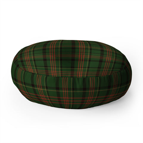 Camilla Foss Midnight Plaid Green Floor Pillow Round