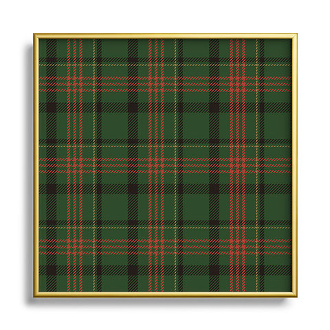 Camilla Foss Midnight Plaid Green Square Metal Framed Art Print