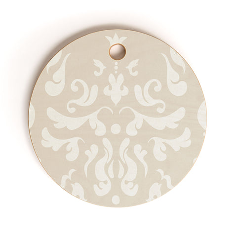 Camilla Foss Modern Damask Gray Cutting Board Round