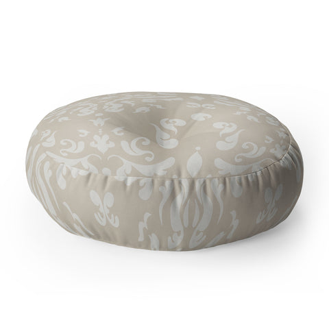 Camilla Foss Modern Damask Gray Floor Pillow Round