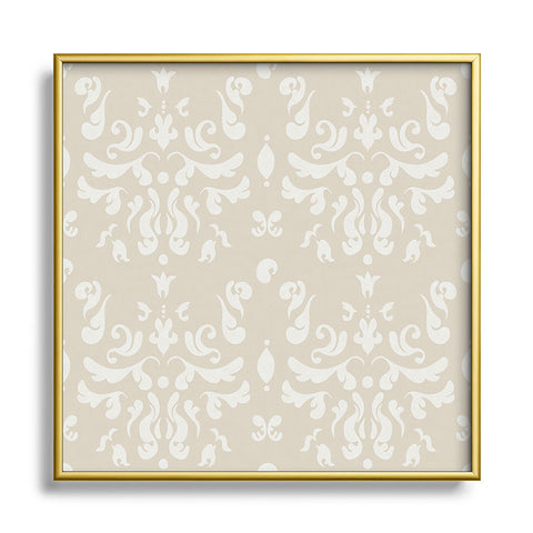Camilla Foss Modern Damask Gray Square Metal Framed Art Print