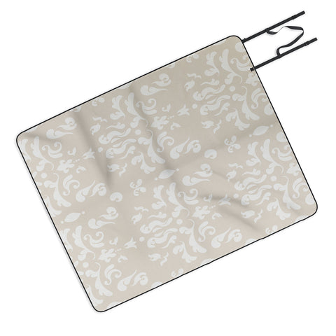 Camilla Foss Modern Damask Gray Picnic Blanket