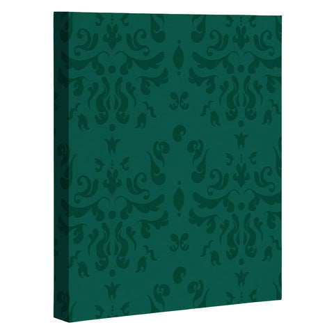 Camilla Foss Modern Damask Green Art Canvas