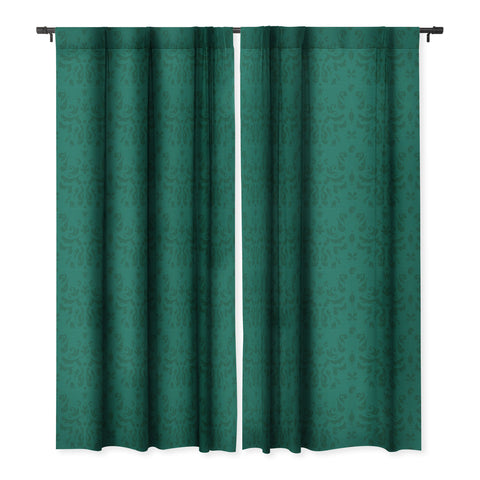 Camilla Foss Modern Damask Green Blackout Window Curtain