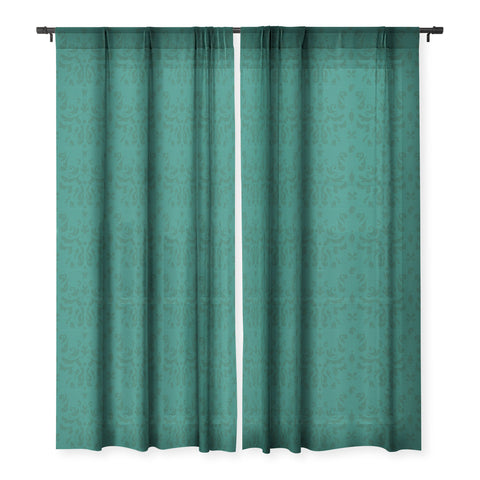Camilla Foss Modern Damask Green Sheer Window Curtain
