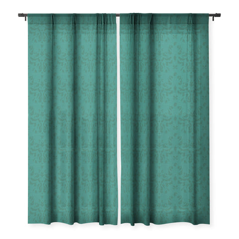 Camilla Foss Modern Damask Green Sheer Window Curtain