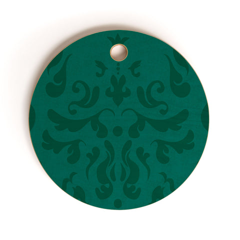 Camilla Foss Modern Damask Green Cutting Board Round