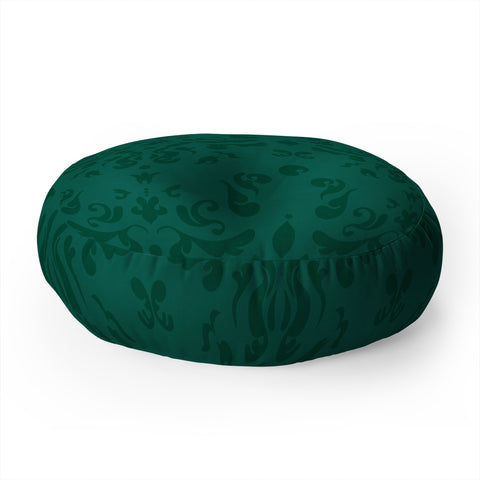 Camilla Foss Modern Damask Green Floor Pillow Round
