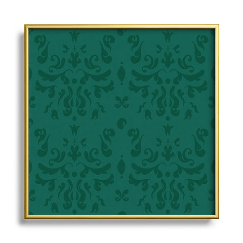 Camilla Foss Modern Damask Green Square Metal Framed Art Print