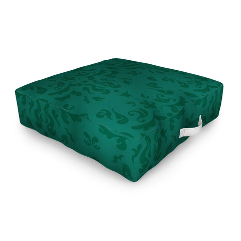 Camilla Foss Modern Damask Green Outdoor Floor Cushion