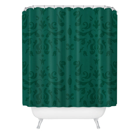 Camilla Foss Modern Damask Green Shower Curtain