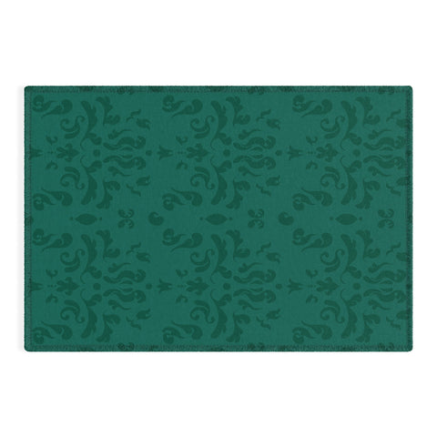 Camilla Foss Modern Damask Green Outdoor Rug