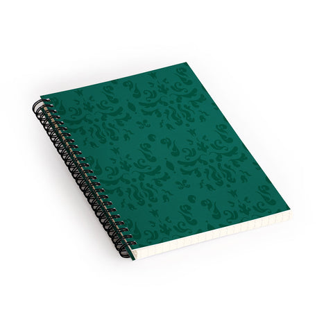 Camilla Foss Modern Damask Green Spiral Notebook