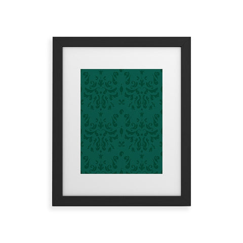Camilla Foss Modern Damask Green Framed Art Print