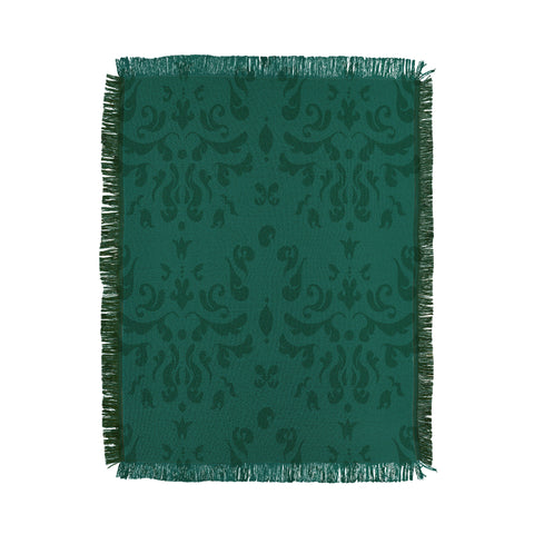 Camilla Foss Modern Damask Green Throw Blanket